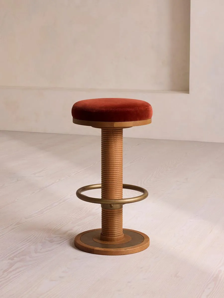 Bryden Counter Stool, Velvet, Rust