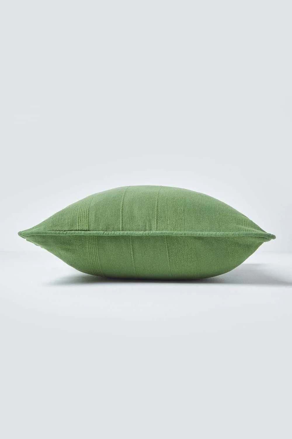Homescapes Cotton Rajput Ribbed Cushion Cover in Olive 2