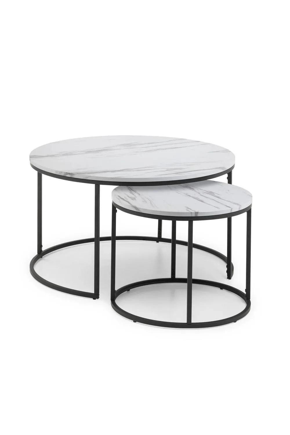 Julian Bowen Bellini Round Nest of 2 Coffee Tables in White 2