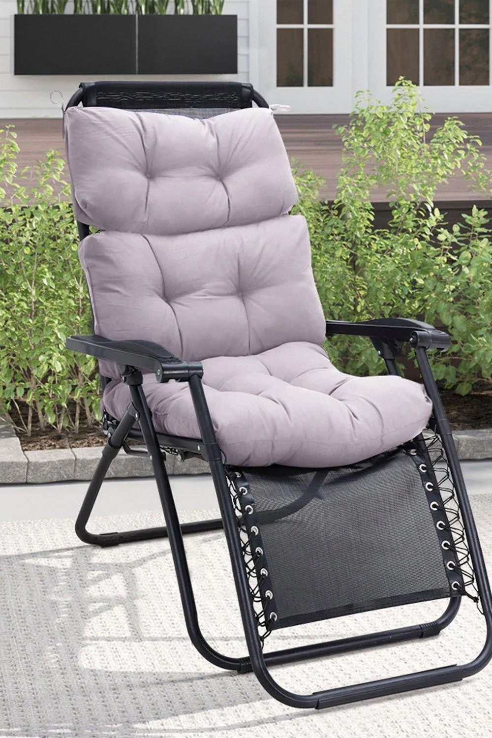 H&O Direct 110cm W x 55cm D Outdoor Tri-Fold Recliner Cushion in Grey