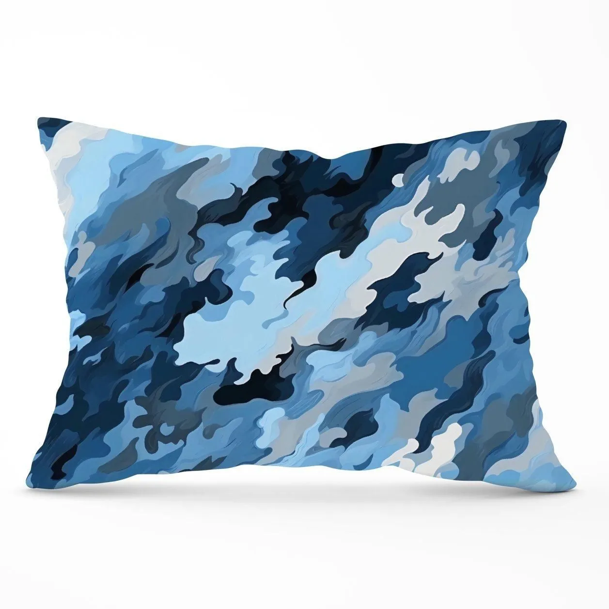 Warren Reed - Designer Blue & Grey Canvas Brushstrokes Cushions