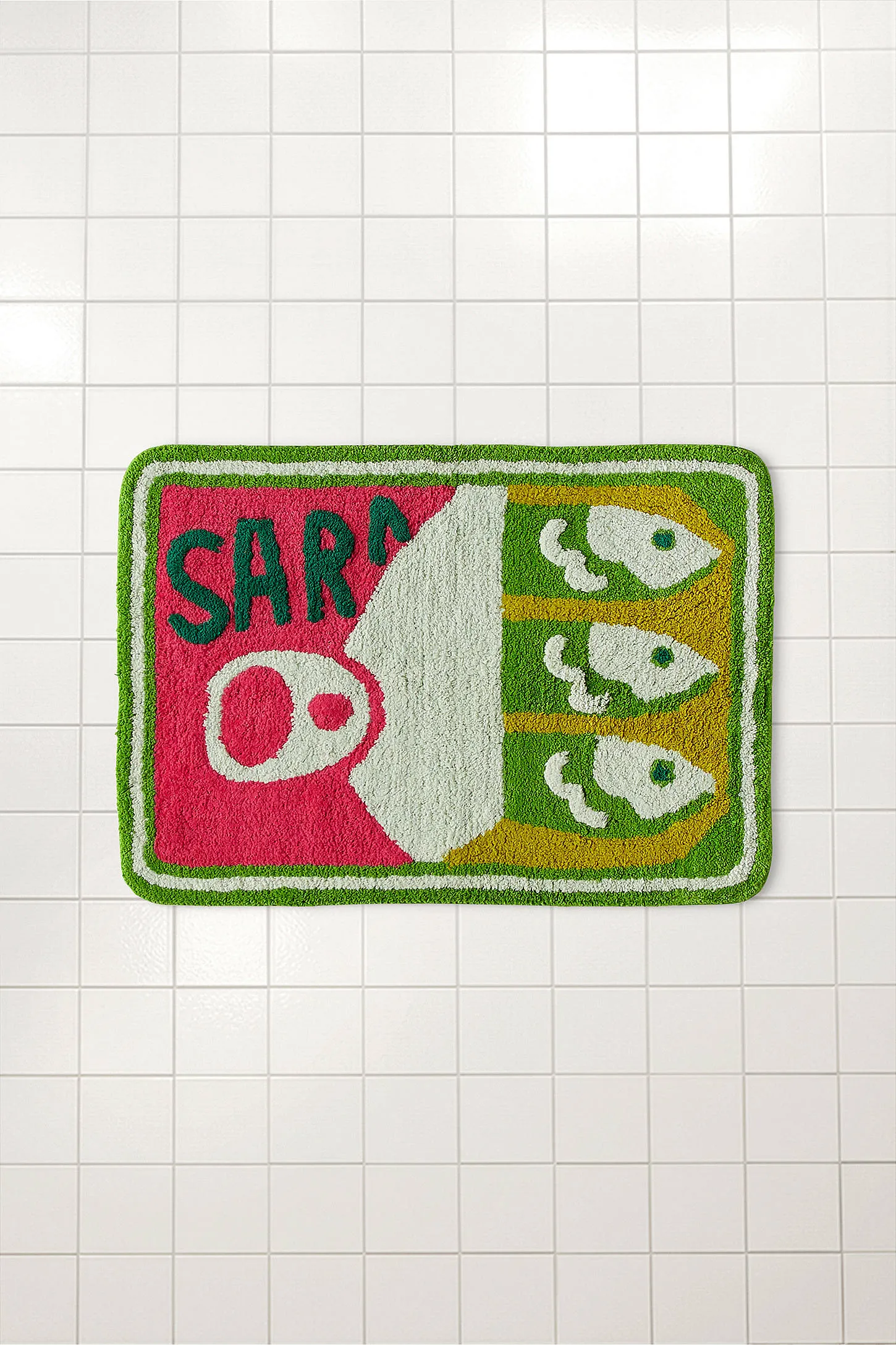 Sardines Bath Mat - Yellow/Green/Pink 50.8cm x 76.2cm 2