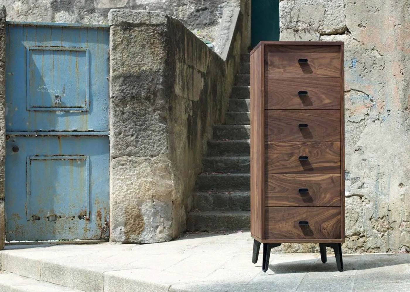 De La Espada McQueen Tall 6 Drawer Chest Walnut 2