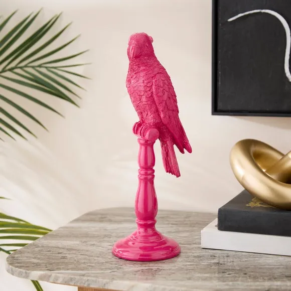 Bright Pink Resin Parrot Ornament