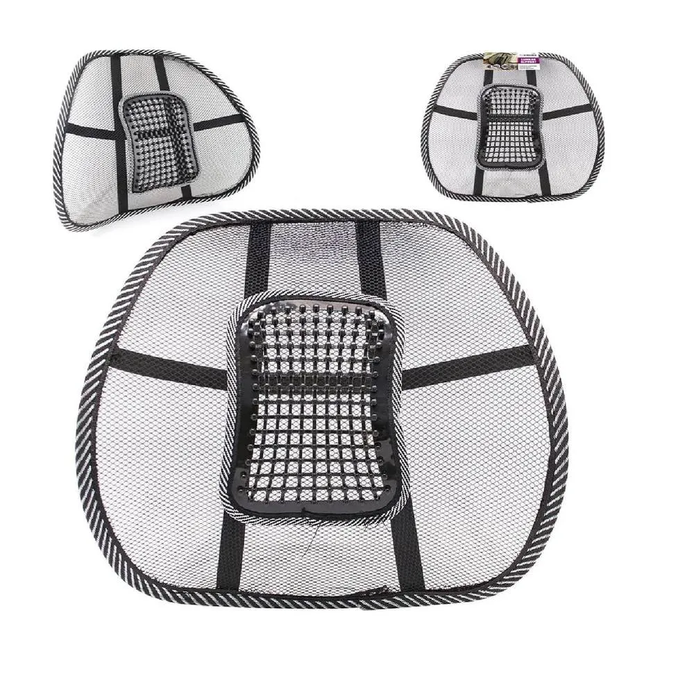 BARGAINS-GALORE Mesh Black Lumbar Cushion Office Spine Support Lower Back Pain Relief