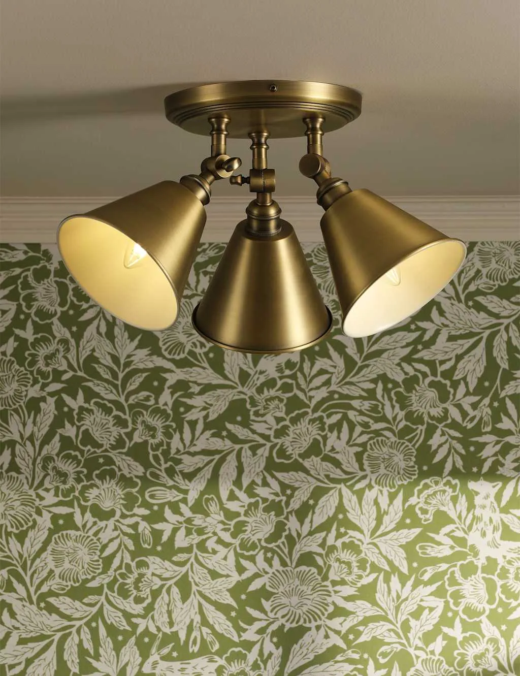 Joules Home Lighting Wollaton Metal 3 Light Plate Spotlight Antique Brass