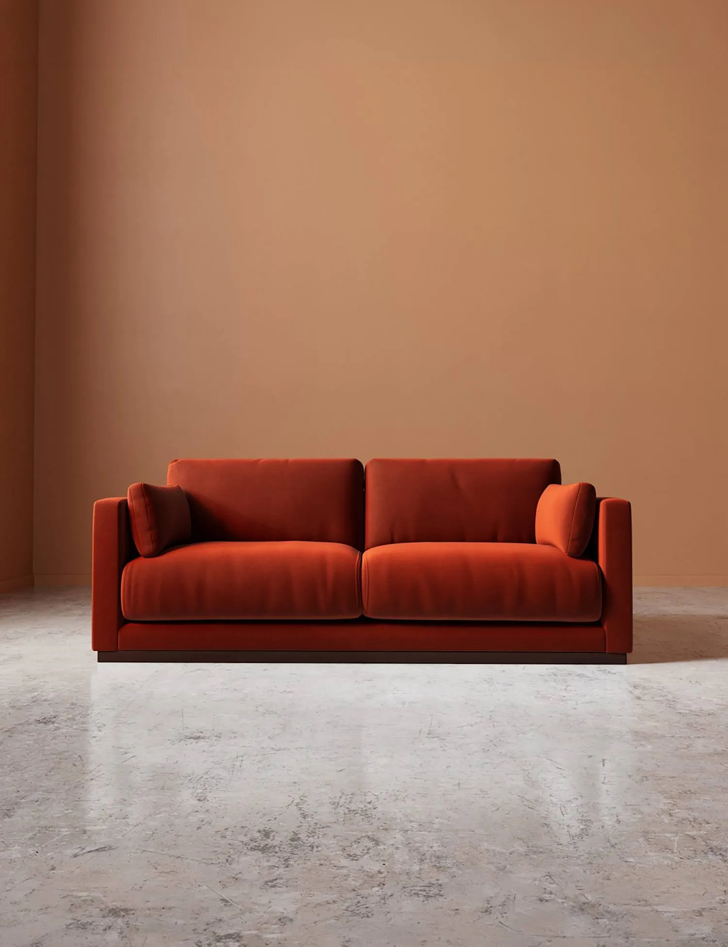 Swoon Crushed Velvet 2 Seater Sofa Dark Orange