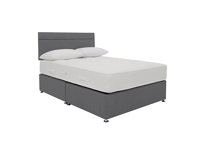 Essentials Dream Pocket King Size Divan Set and Mirage Strutted Headboard - King Size - Plush Arctic Grey - Bedroom Furniture - In Time for Christmas