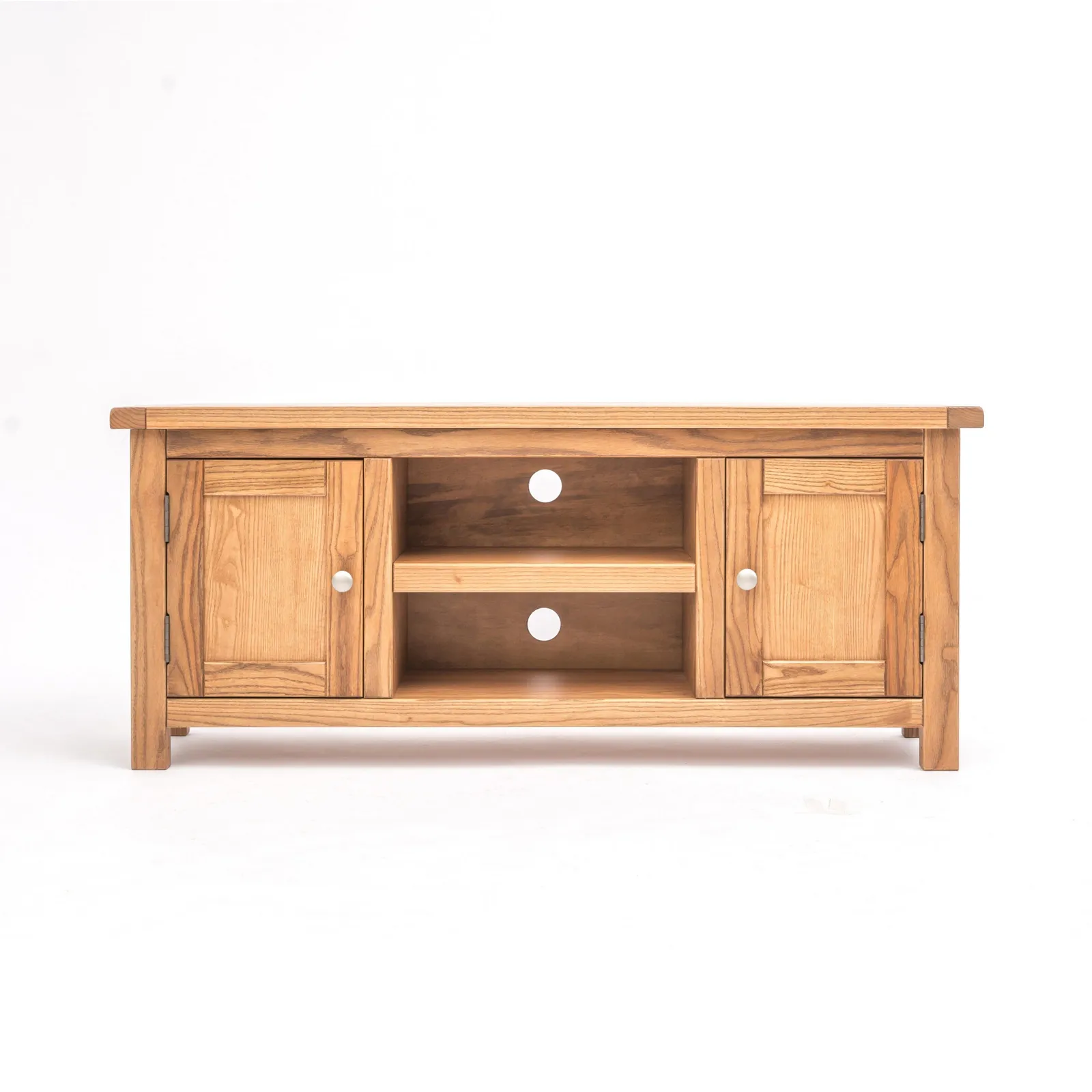 Cabinet Bits Trivento Light Wood 2 Door TV Cabinet Chrome Knob in Natural