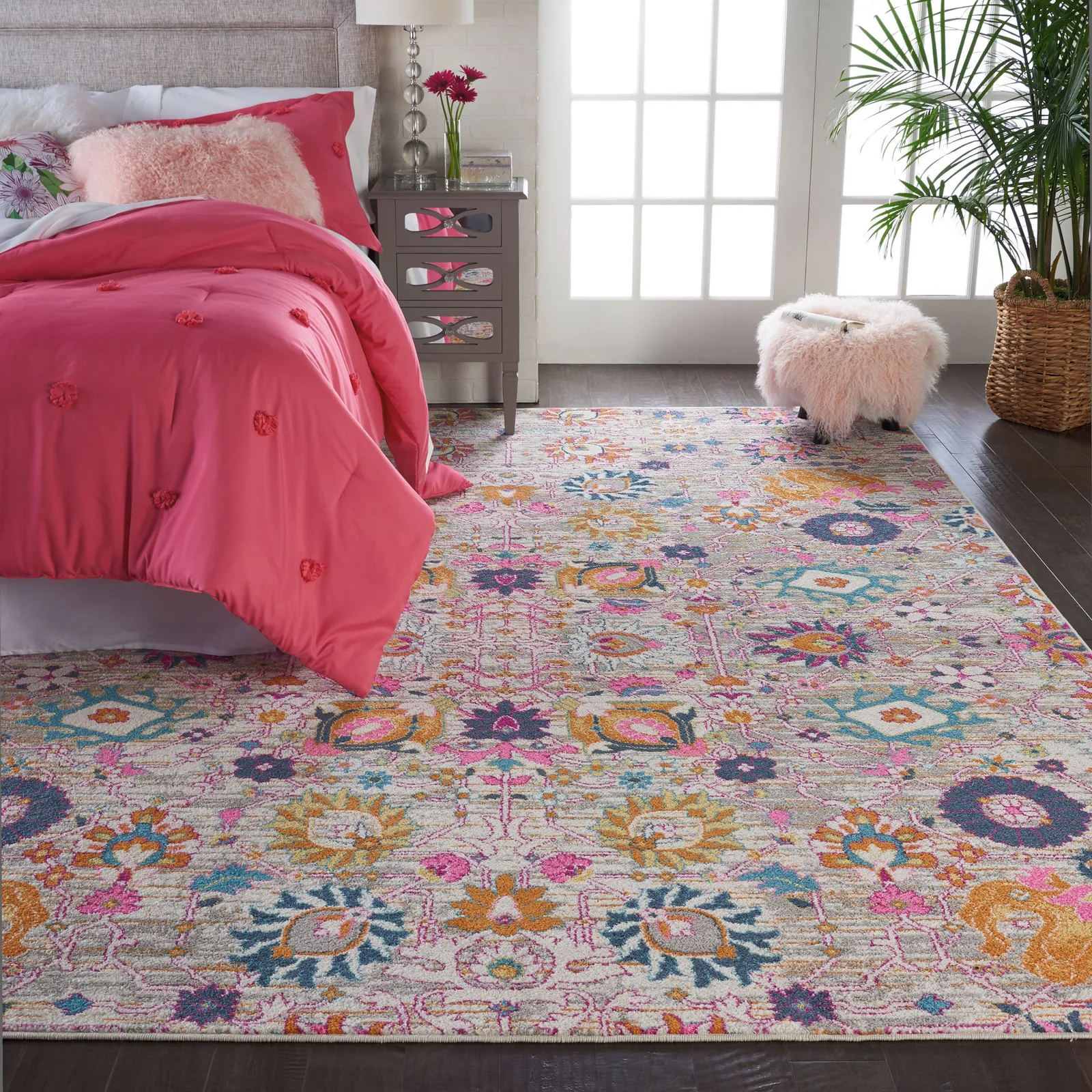 Silver Passion Rug Multi-Coloured/Pink