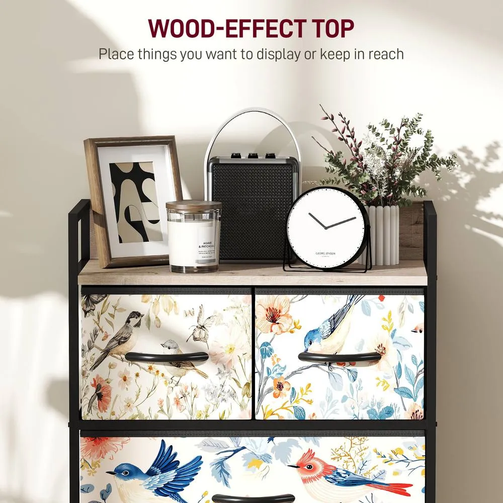 HOMCOM Chest of Drawers, Fabric Dresser with Open Shelf in White 5