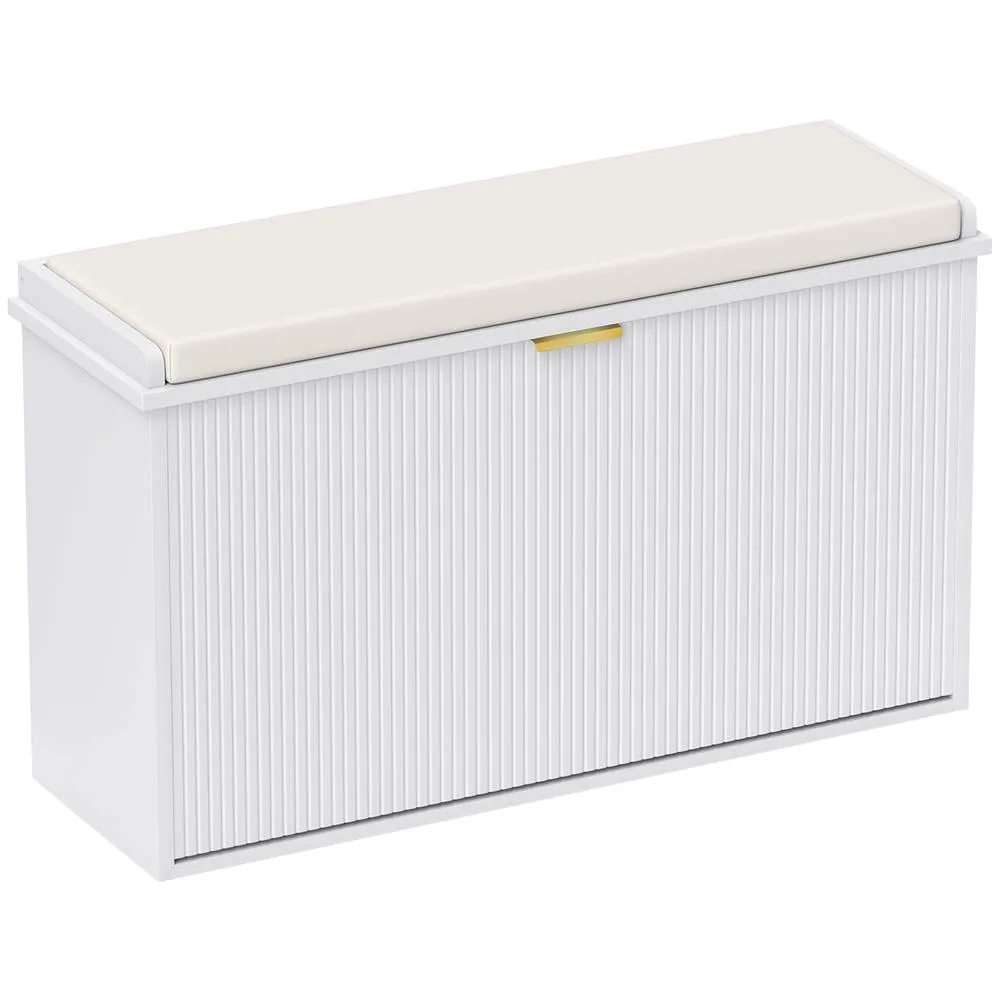 HOMCOM Shoe Storage Bench with Cushion & Flip-Drawer 80x26x47.5cm White