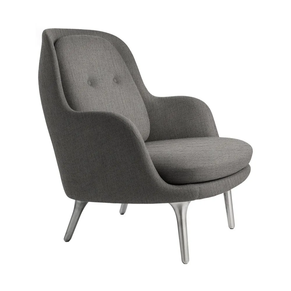 Fritz Hansen Fri Lounge Chair Beige Fabric Aluminium Legs 1