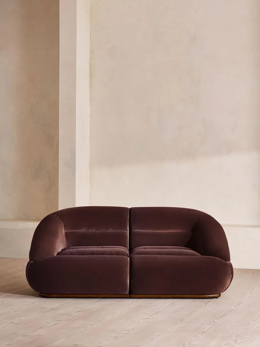 Edison Modular Sofa, Three Seater, Velvet, Aubergine
