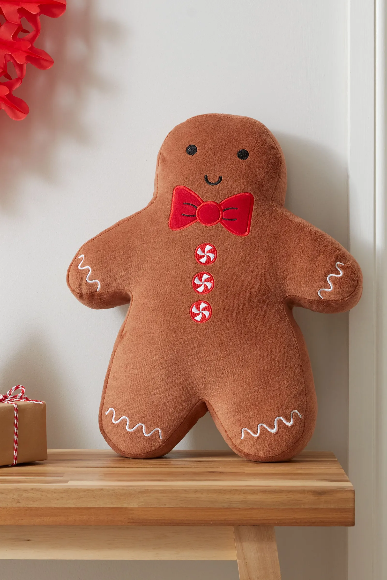 Catherine Lansfield 'Christmas Gingerbread' 3D Shaped Cushion in Brown