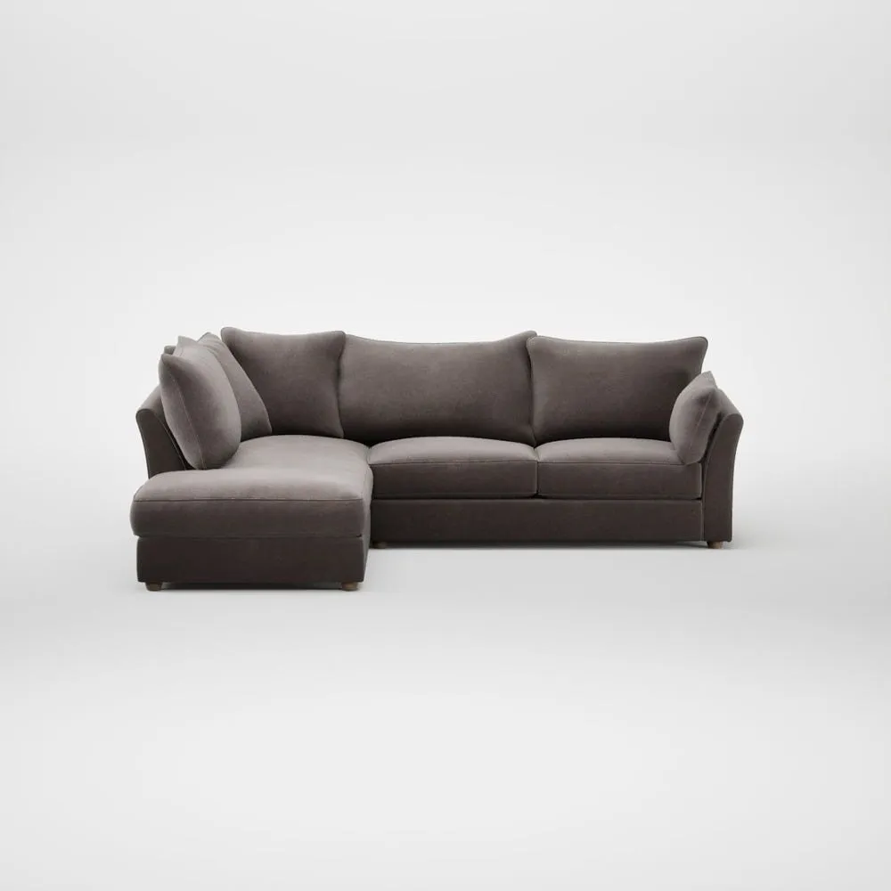 Heal's Tailor Left Hand Facing Corner Sofa Smart Luxe Velvet Mushroom Natural Feet 2