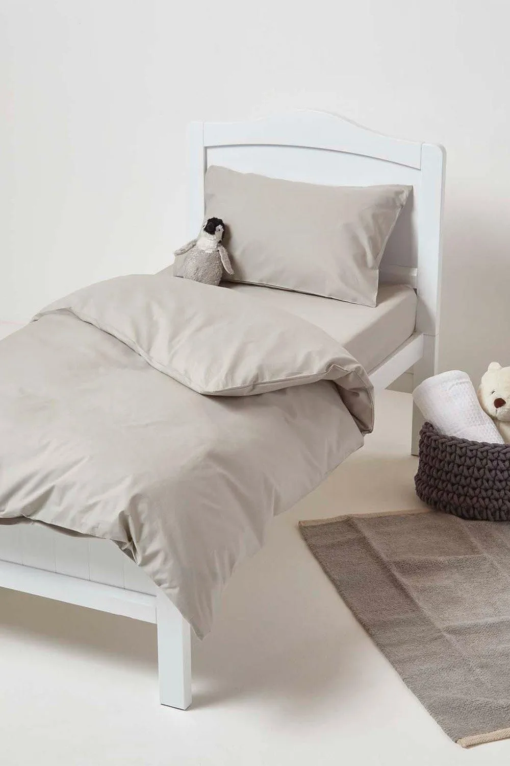 Homescapes Cotton Cot Bed Duvet Cover Set 200 Thread Count in Grey 2