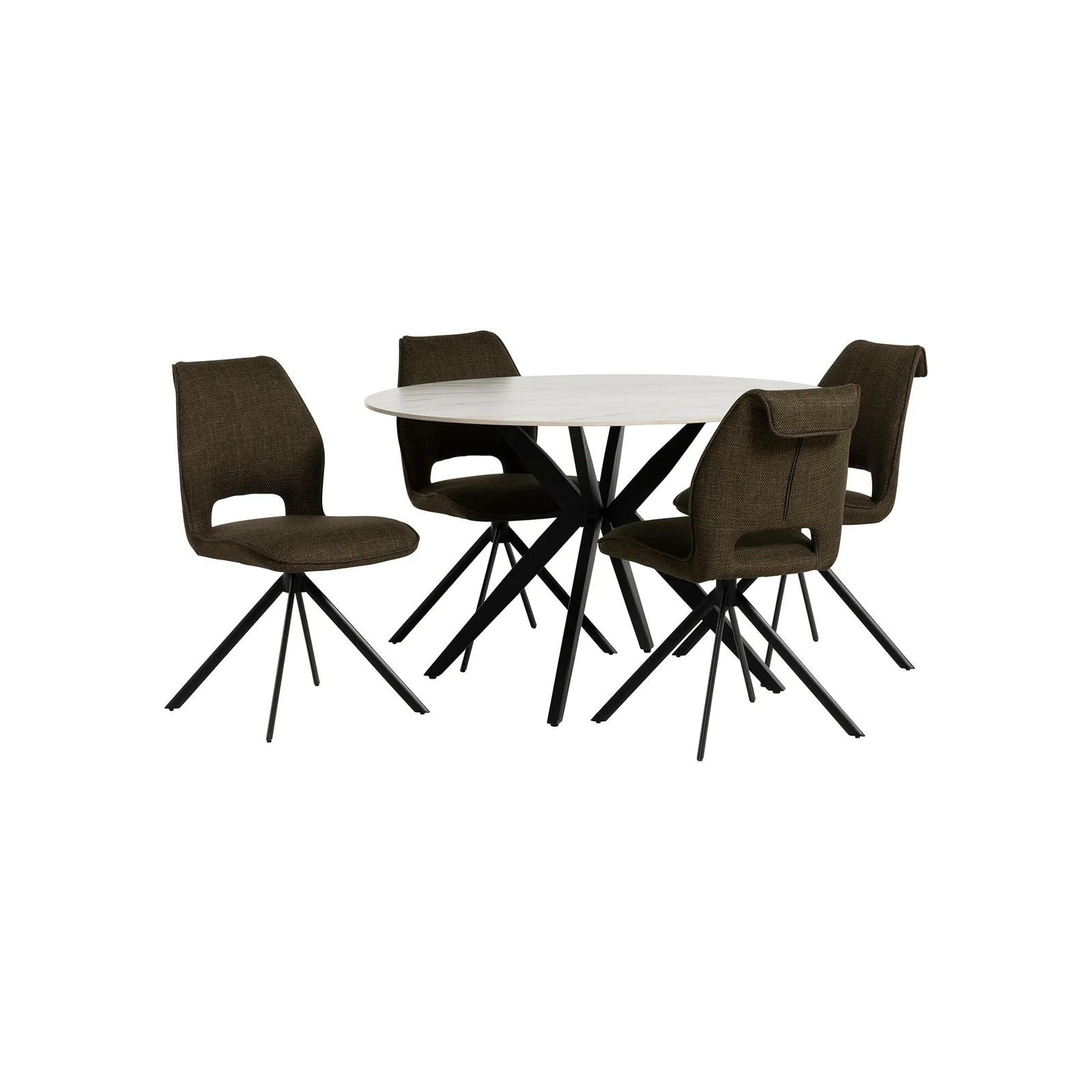 Morro Dining Table + 4 X Torrance Chair, Round, White Ceramic | Barker & Stonehouse 3