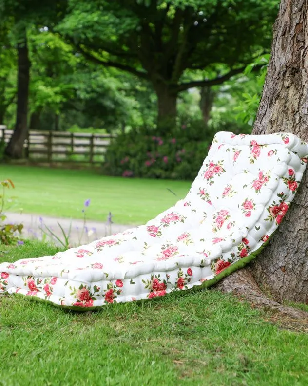 Dibor Vintage Style Pink Floral Reversible Outdoor Furniture Garden Bench Seat Pad L105cm x W42cm in Red 2