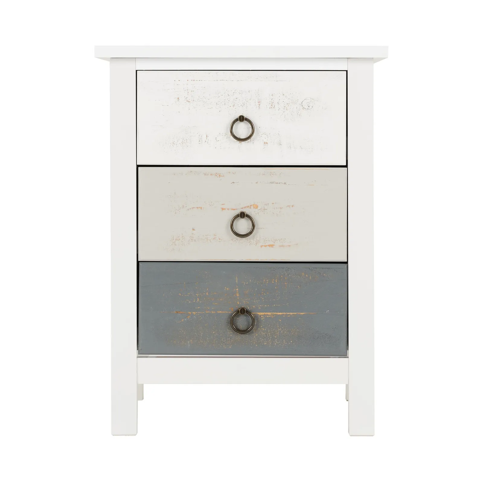 Vermount 3 Drawer Bedside Table White and Grey
