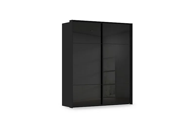 Haven 210cm 2 Door Slider Wardrobe with Glass Doors - Black Glass