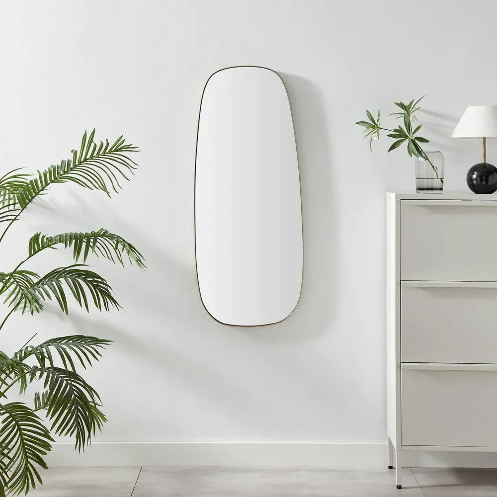 FurnitureboxUK Elodie Gold Metal Large 120x50 Pebble Shape Wall Mirror 2