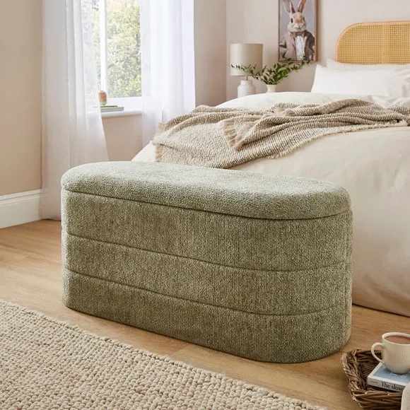 Chenille Lozenge Ottoman with Tray 1