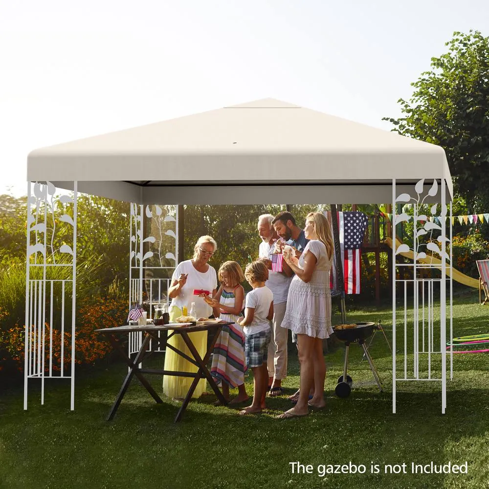 Costway Gazebo Replacement Canopy Top Cover Outdoor Patio Pavilion Cover in Beige 3