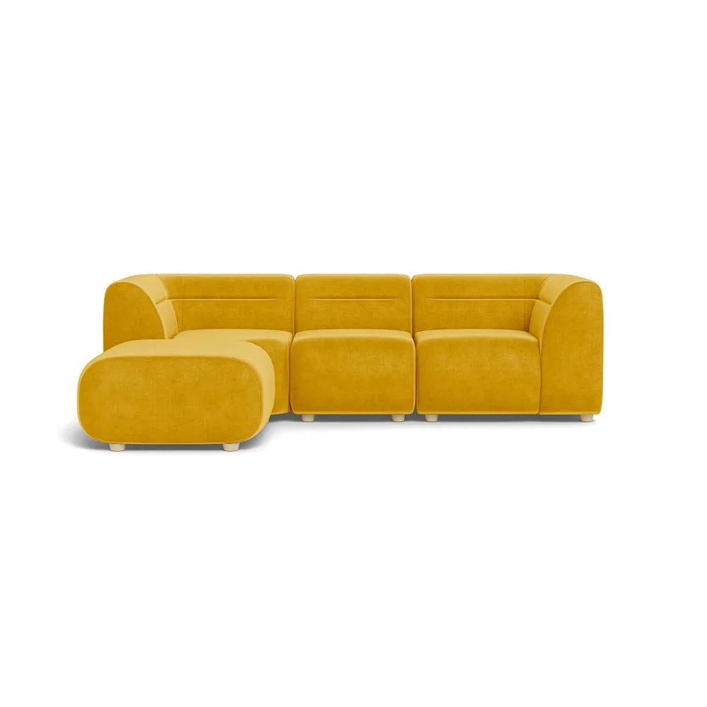 Heal's Lilli Left Hand Facing Corner Sofa Smart Luxe Velvet Canary Natural Beech Feet 1