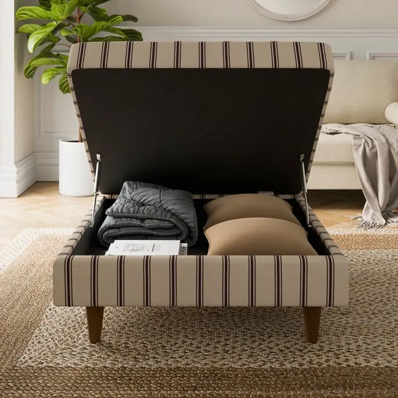 Zoe Folkstone Stripe Square Storage Footstool 2