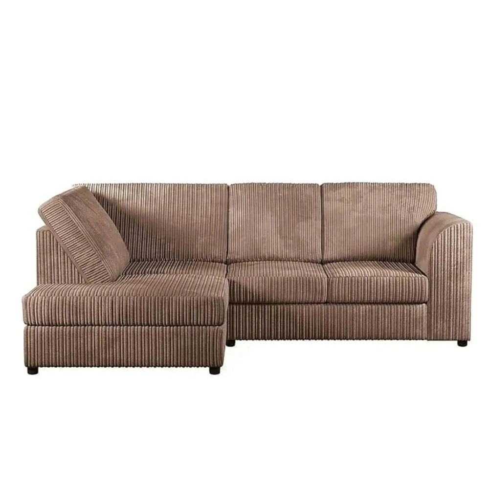 Bliss Furniture Jumbo Cord High Back Left Hand 4 Seater Corner Sofa in Beige