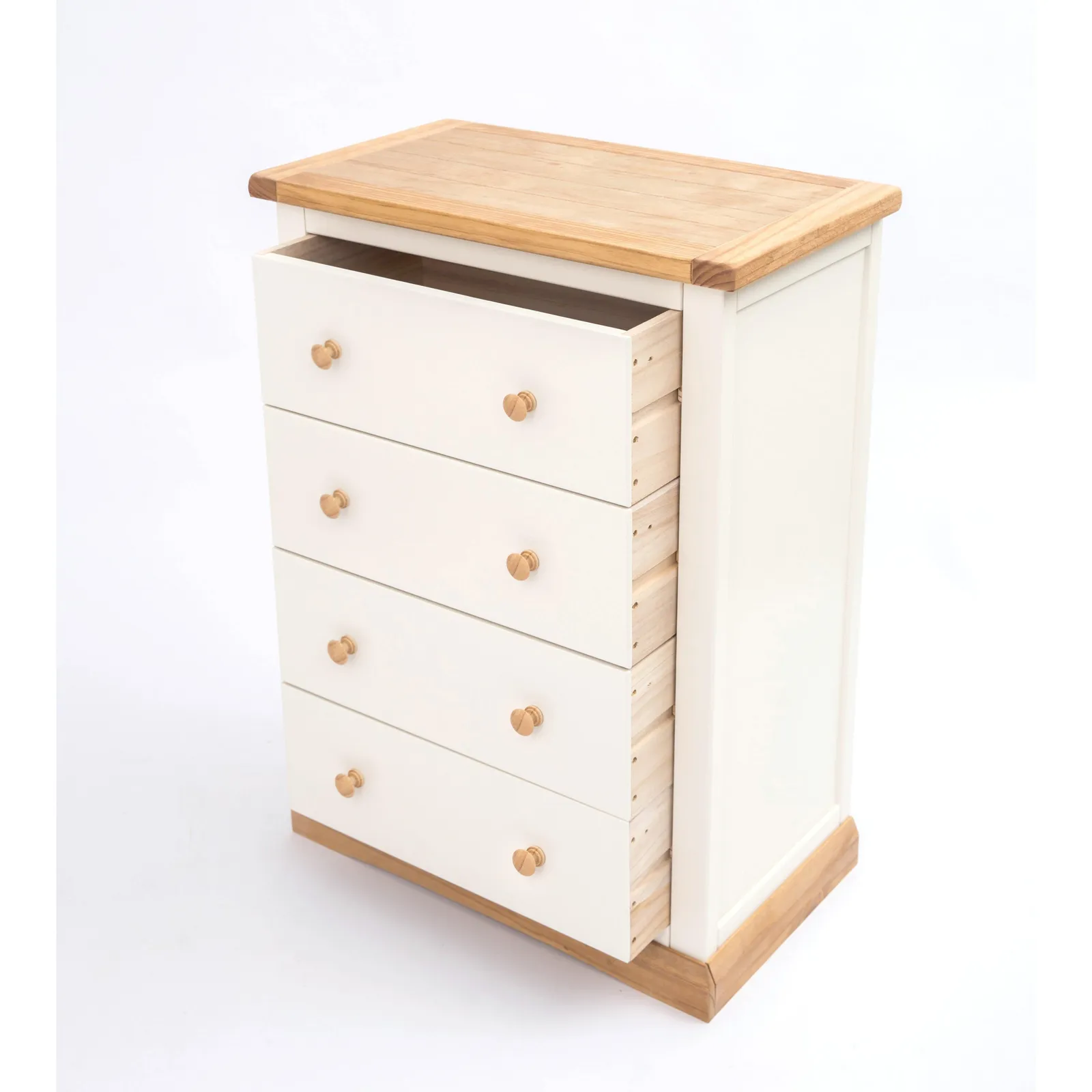 Cabinet Bits Trevi 4 Drawer Chest of Drawers Wood Knob in Off-White 4