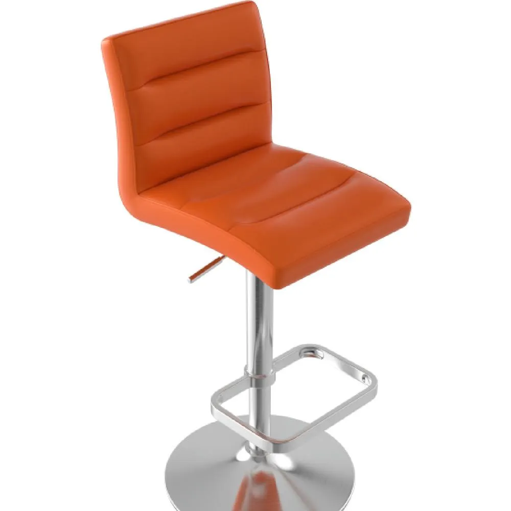 netfurniture Swank Brushed Steel Bar Stool With Faux Leather Padded Seat Orange 6