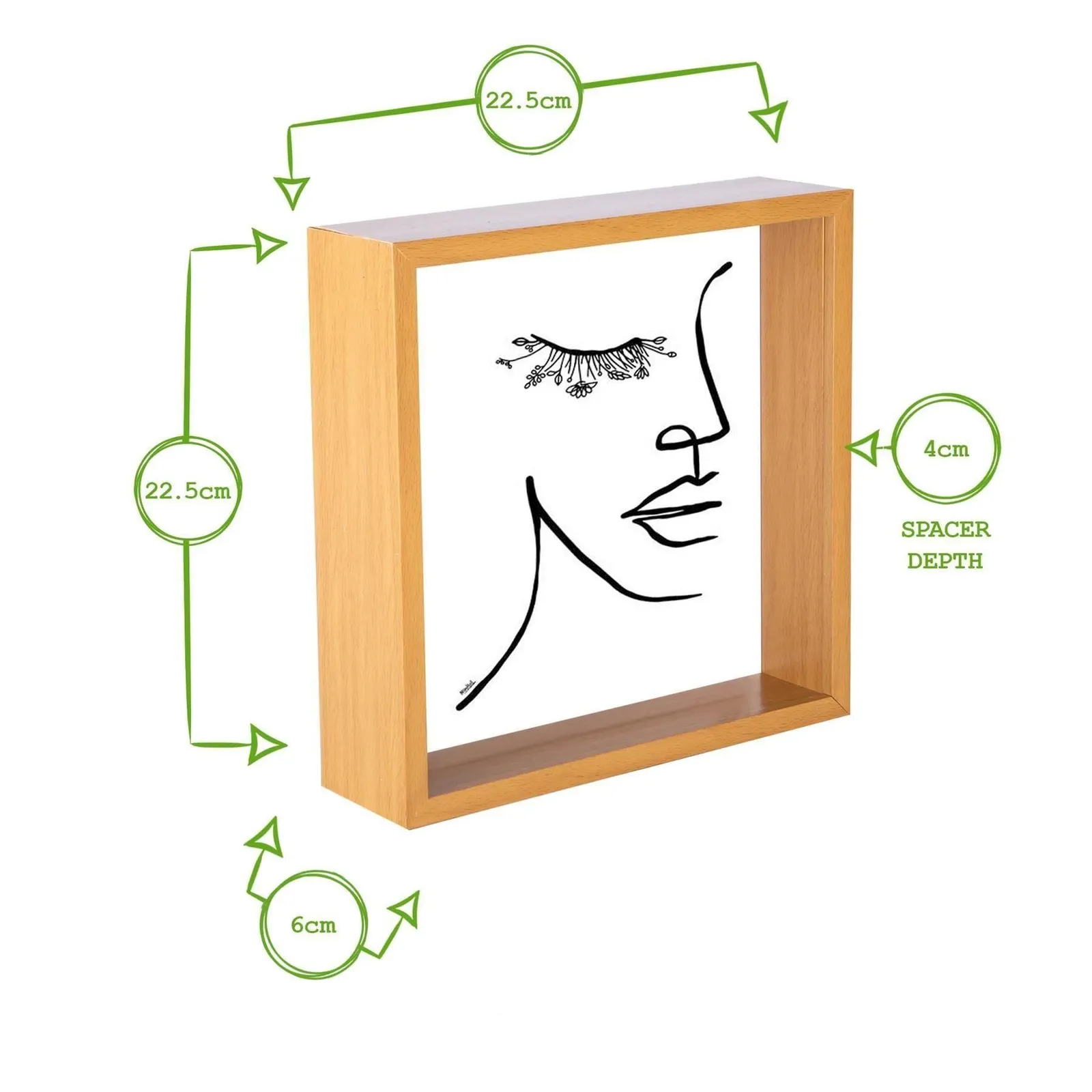 Nicola Spring 3D Deep Box Photo Frames - 8 x 8" - Pack of 5 in Light Brown 4