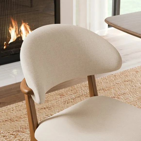 Hugh Dark Stained Dining Chair, Fabric 3
