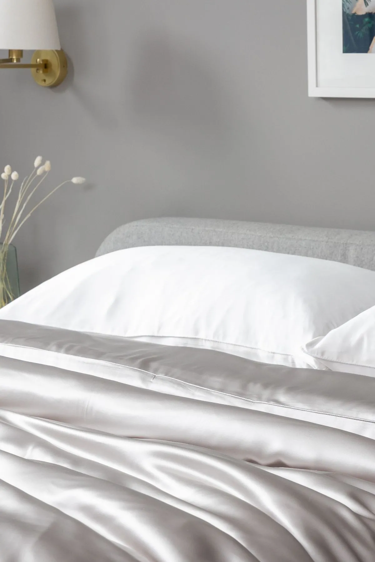 Soak&Sleep Pure Mulberry Silk Housewife Pillowcase Pair in Silver 2