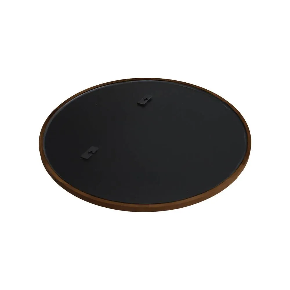 sweeek Round Rubberwood Mirror Ø60cm in Dark Brown 3