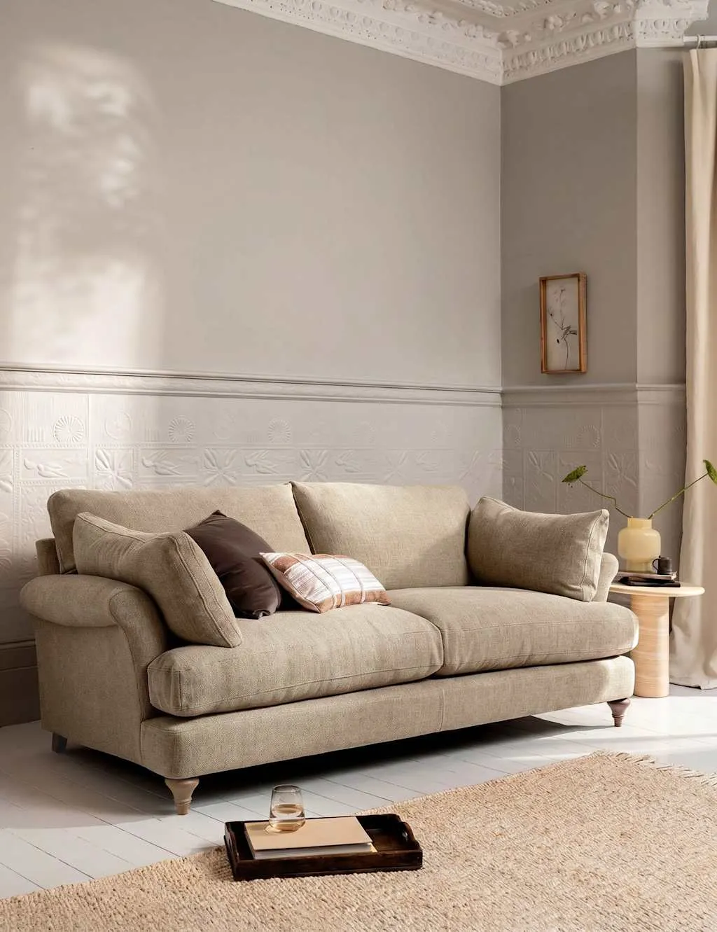 BARKER AND STONEHOUSE Isla Fabric Extra Large 3 Seater Sofa Khaki