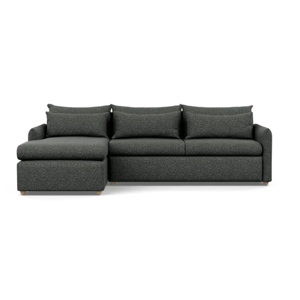 Heal's Pillow Large Left Hand Corner Chaise Brecon Charcoal Natural Feet