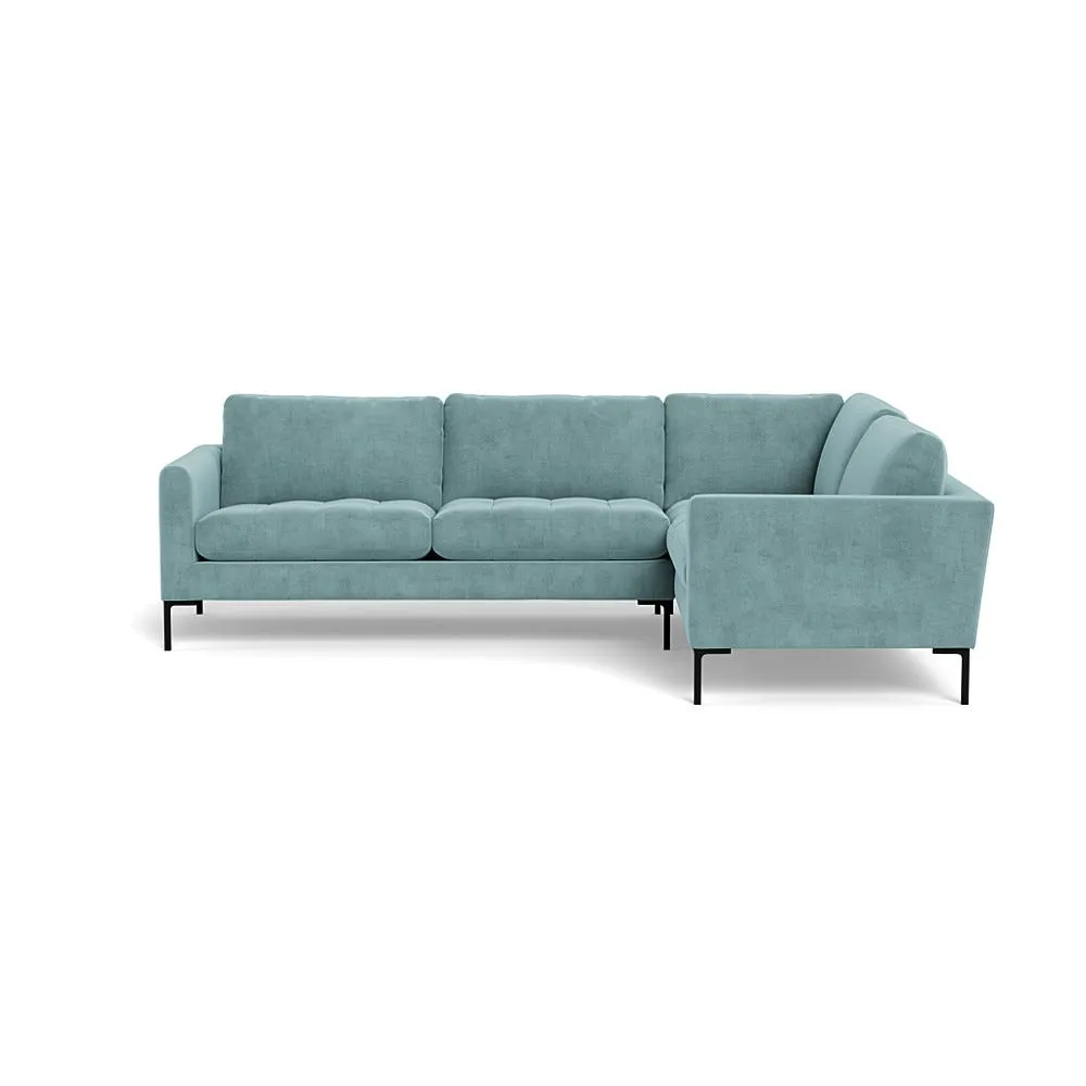 Heal's Eton Right Hand Facing Corner Sofa Smart Luxe Velvet Mineral Blue Black Feet 1