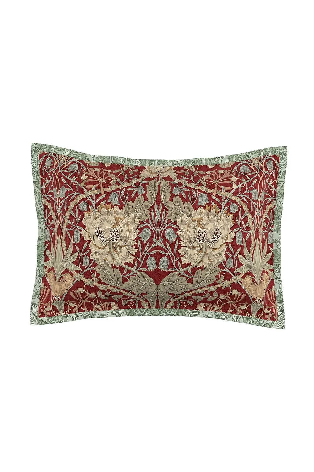 Morris & Co 'Honeysuckle & Tulip' Cotton Duvet Cover Set in Dark Red 4