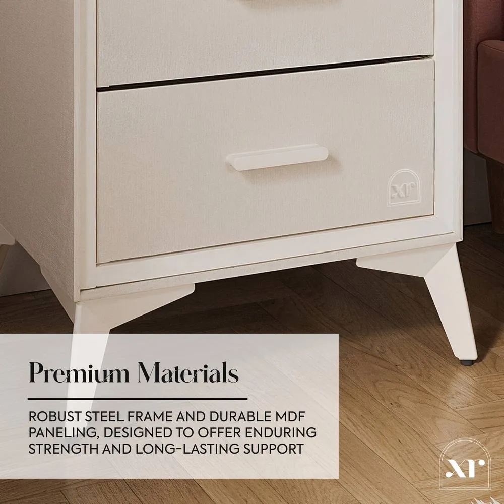 X Rocker Florence Canvas Chest of 3 Drawers in Beige 3