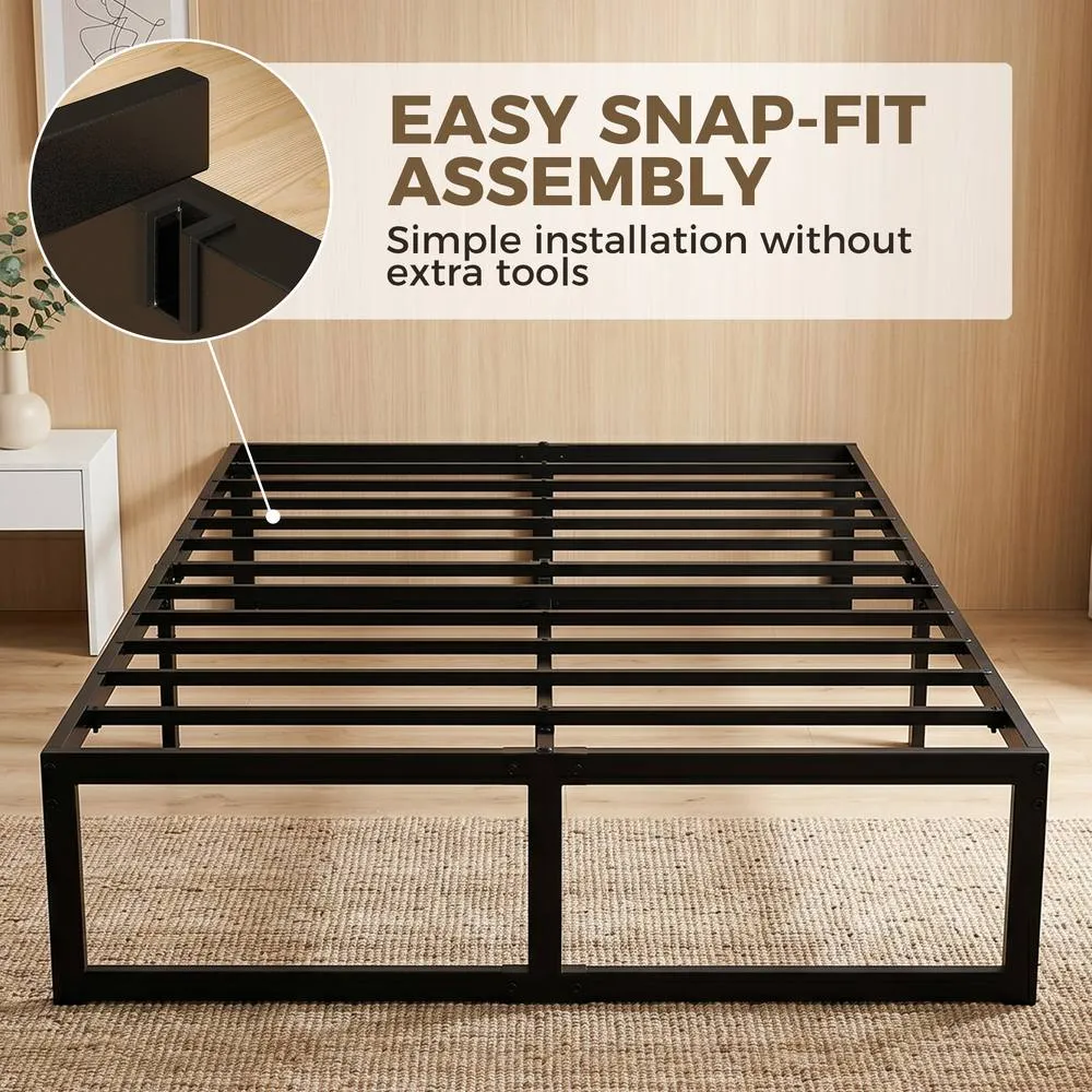 HOMCOM 4ft Small Bed Frame with Underbed Storage, Noise-Free, Black 6
