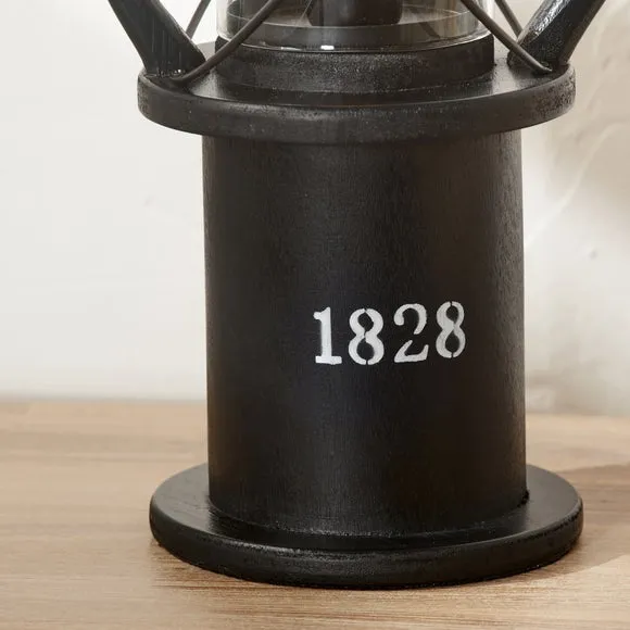 Return - Gibson Black Wood Lantern Table Lamp 2