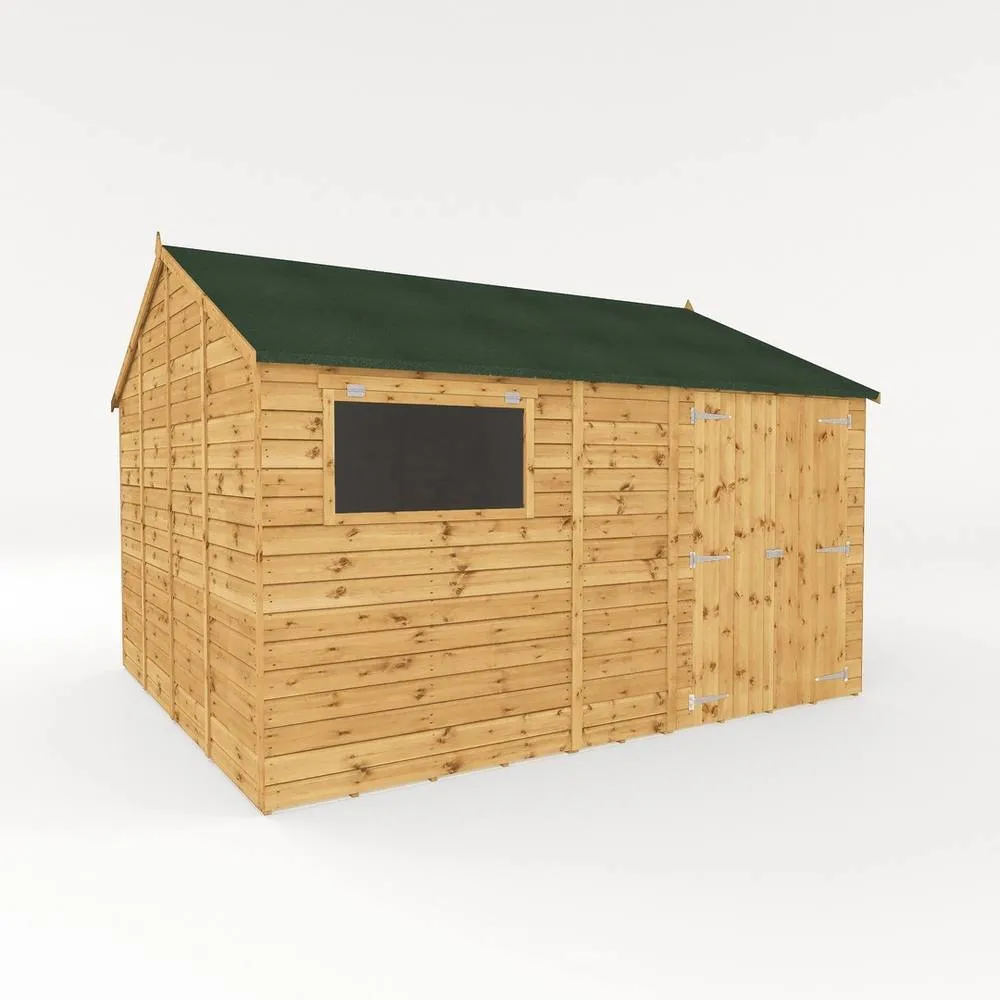 Mercia 12 x 10 Feet Premium Shiplap Reverse Apex Workshop in Light Brown