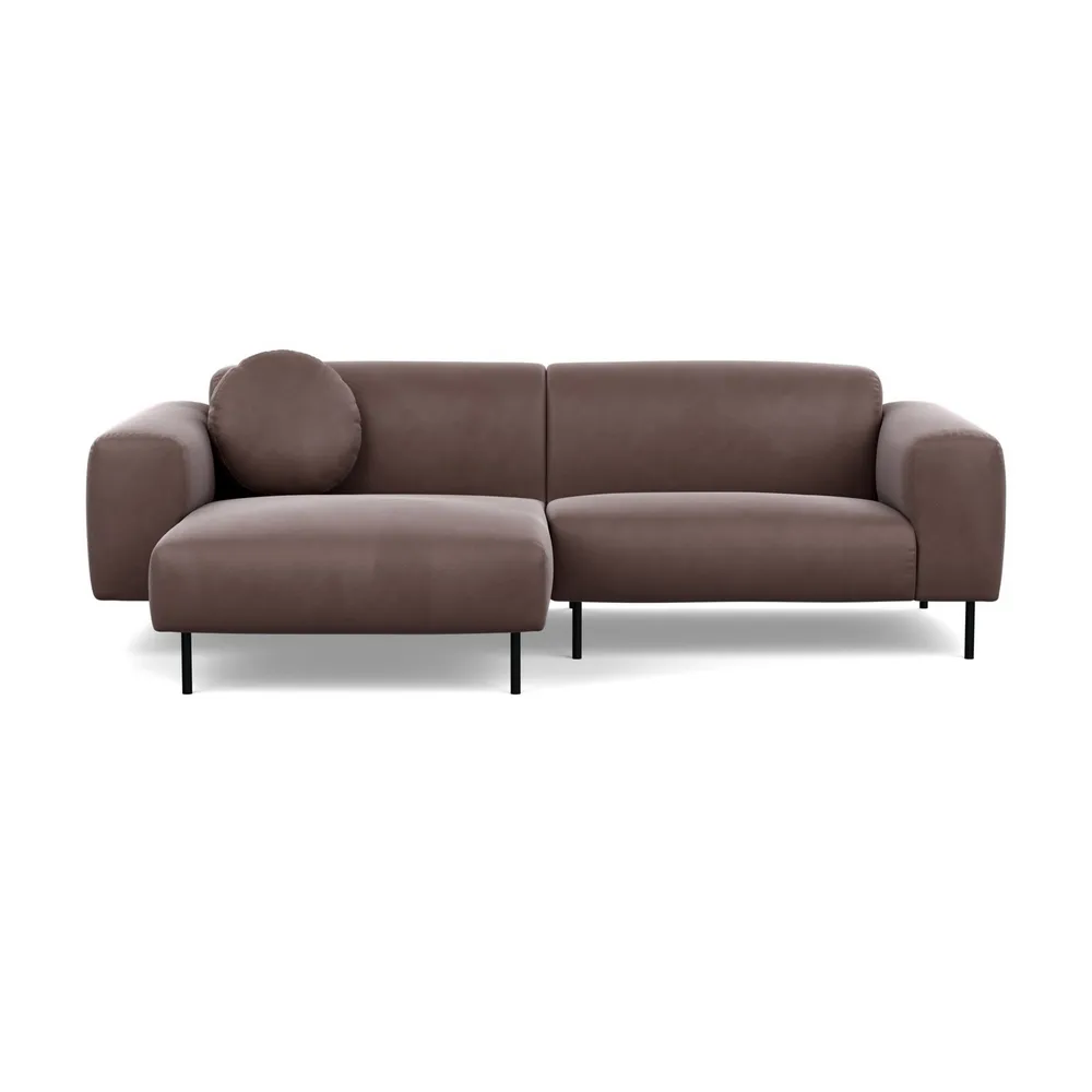 Heal's Luna Left Hand Facing Corner Chaise Sofa Marylebone Velvet Mocha Black
