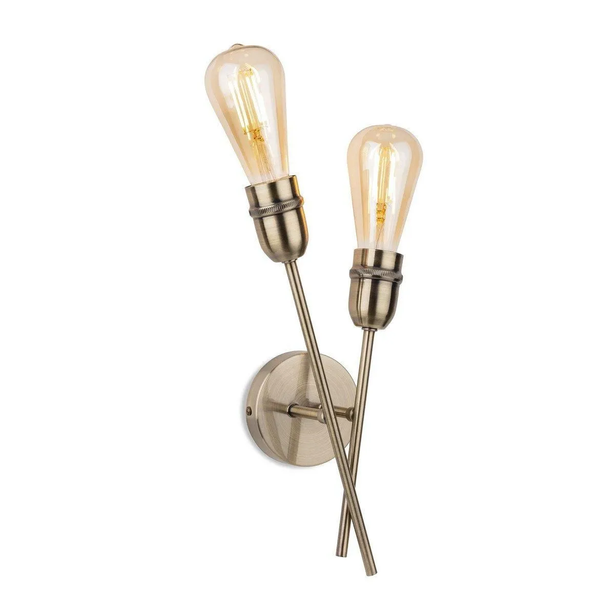 Netlighting Leon Industrial 2 Light Wall Antique Brass in Gold