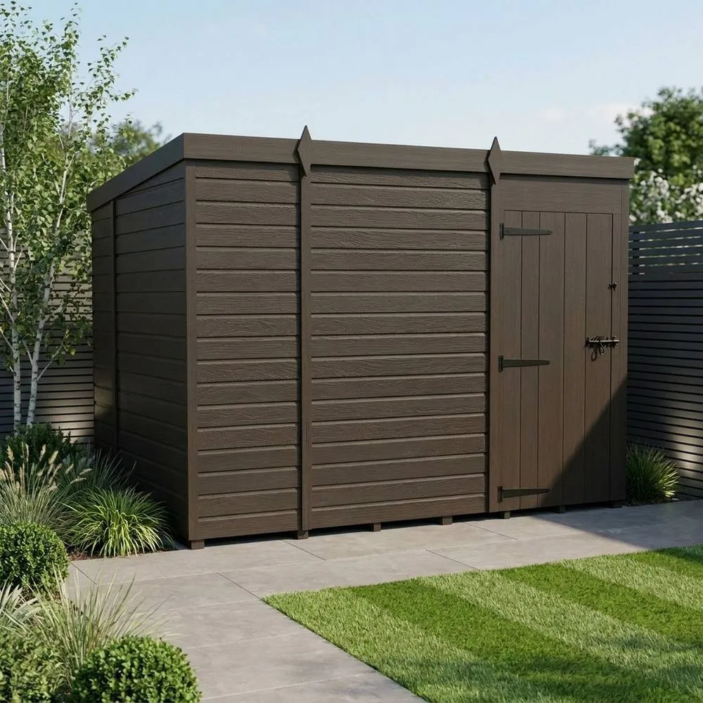 Buttercup Farm 9ft x 10ft Composite Pent Garden Shed Single Door No Windows - Grey 2