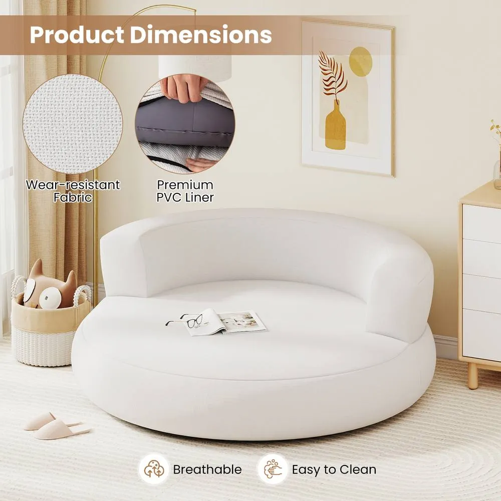 Costway Inflatable Lounger Air Sofa with Detachable Cover in White 5