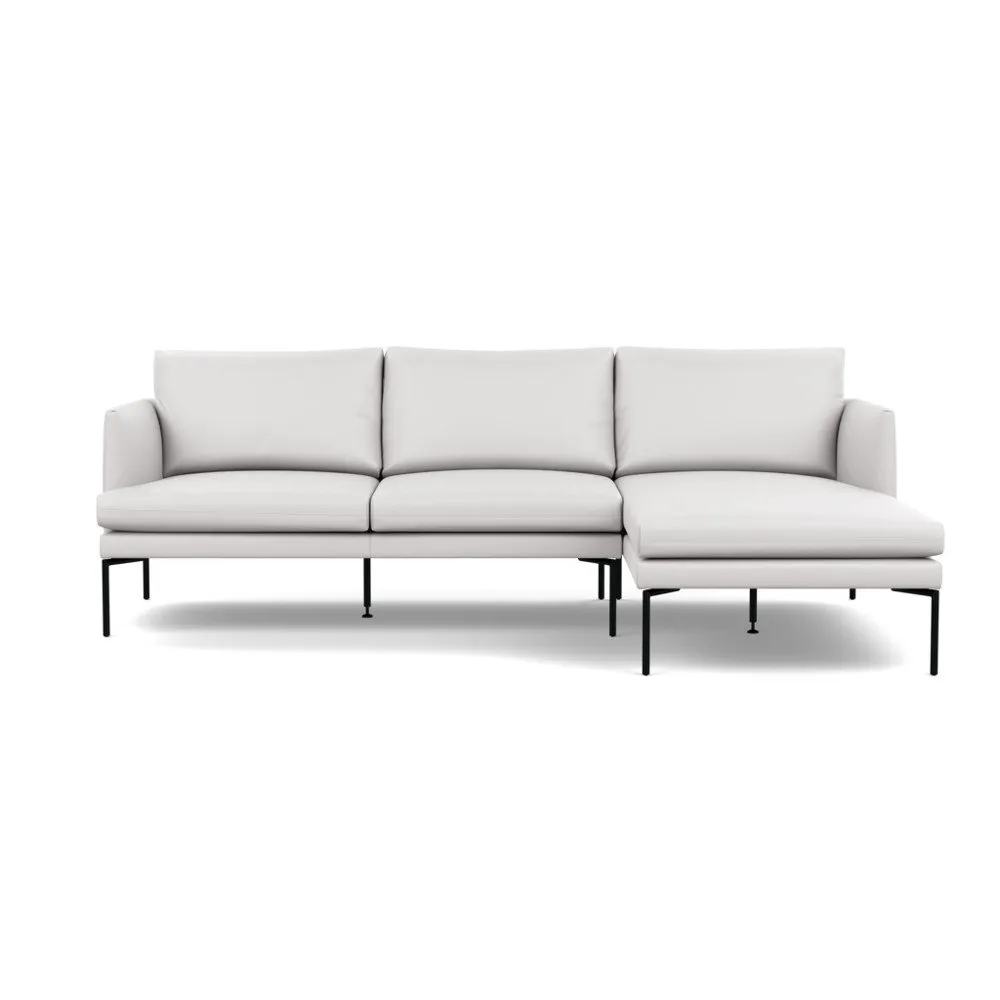 Heal's Matera Right Hand Facing Chaise Sofa Leather Grain White 000 Black Feet 1